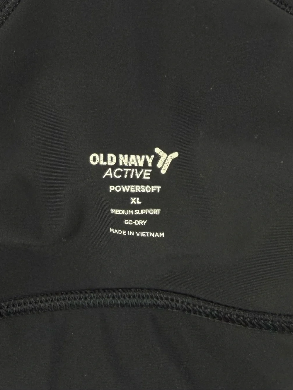 Old Navy Active Sports Bra Womens XL Black Racerback Medium Support Go Dry